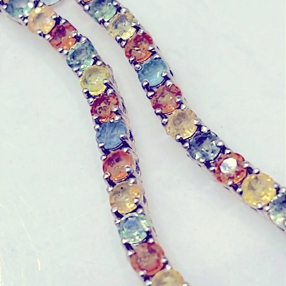 30x0.25ct Genuine Sapphires 14KGP Bracelet
